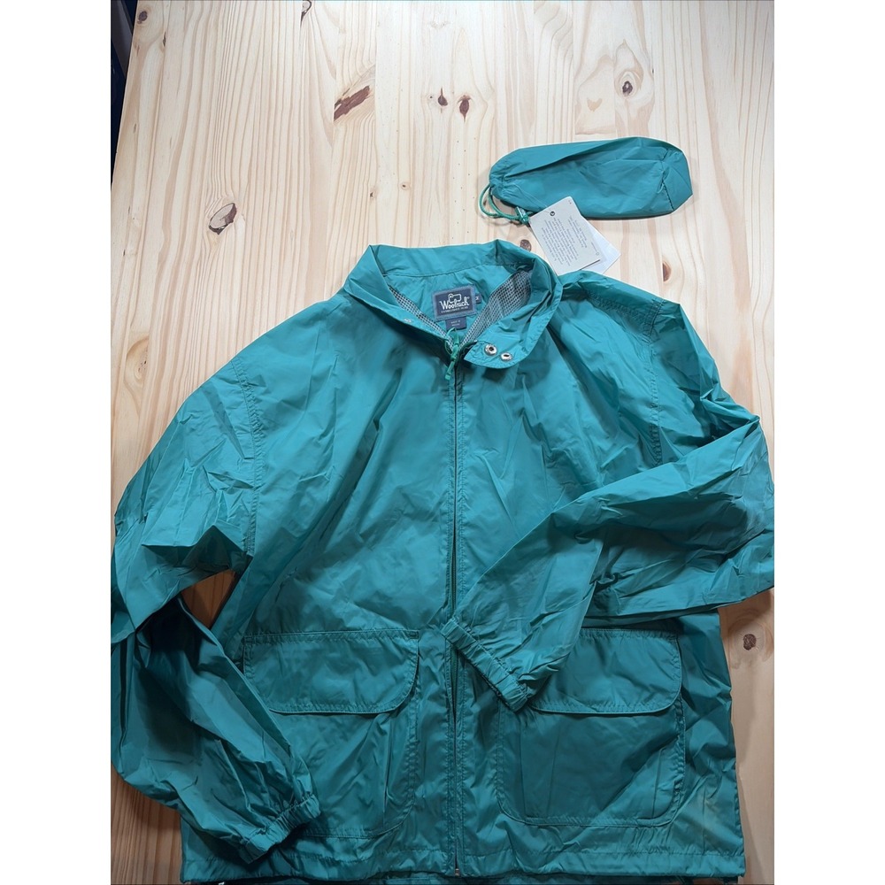 Woolrich Stash away Nylon Vintage Jacket Men's Medium Jade Green Rain Packable